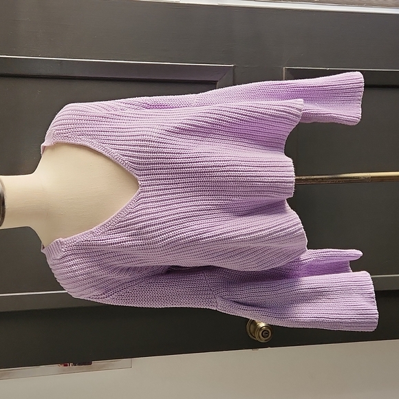 Free People Damsel Purple Bell Sleeve Sweater Size Medium - Picture 2 of 15